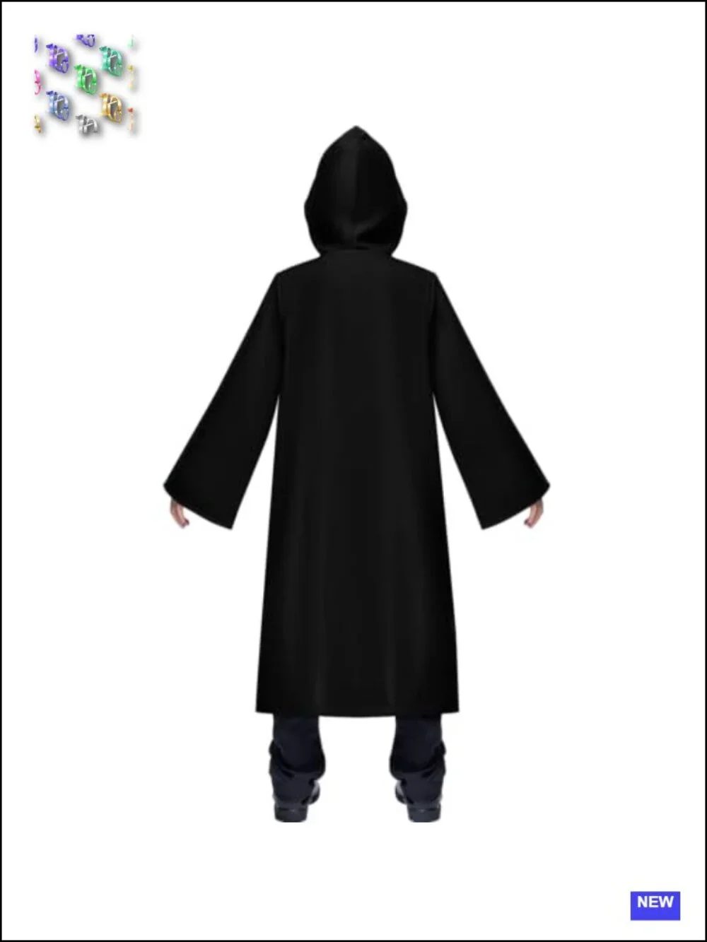 Kids Black Knight Hooded Cloak Costume Halloween Cosplay Robe